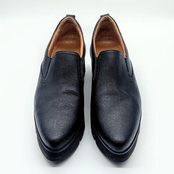 Fiorangelo Black Italian Leather Chunky Slip-On Loafers - Picture 2 of 9